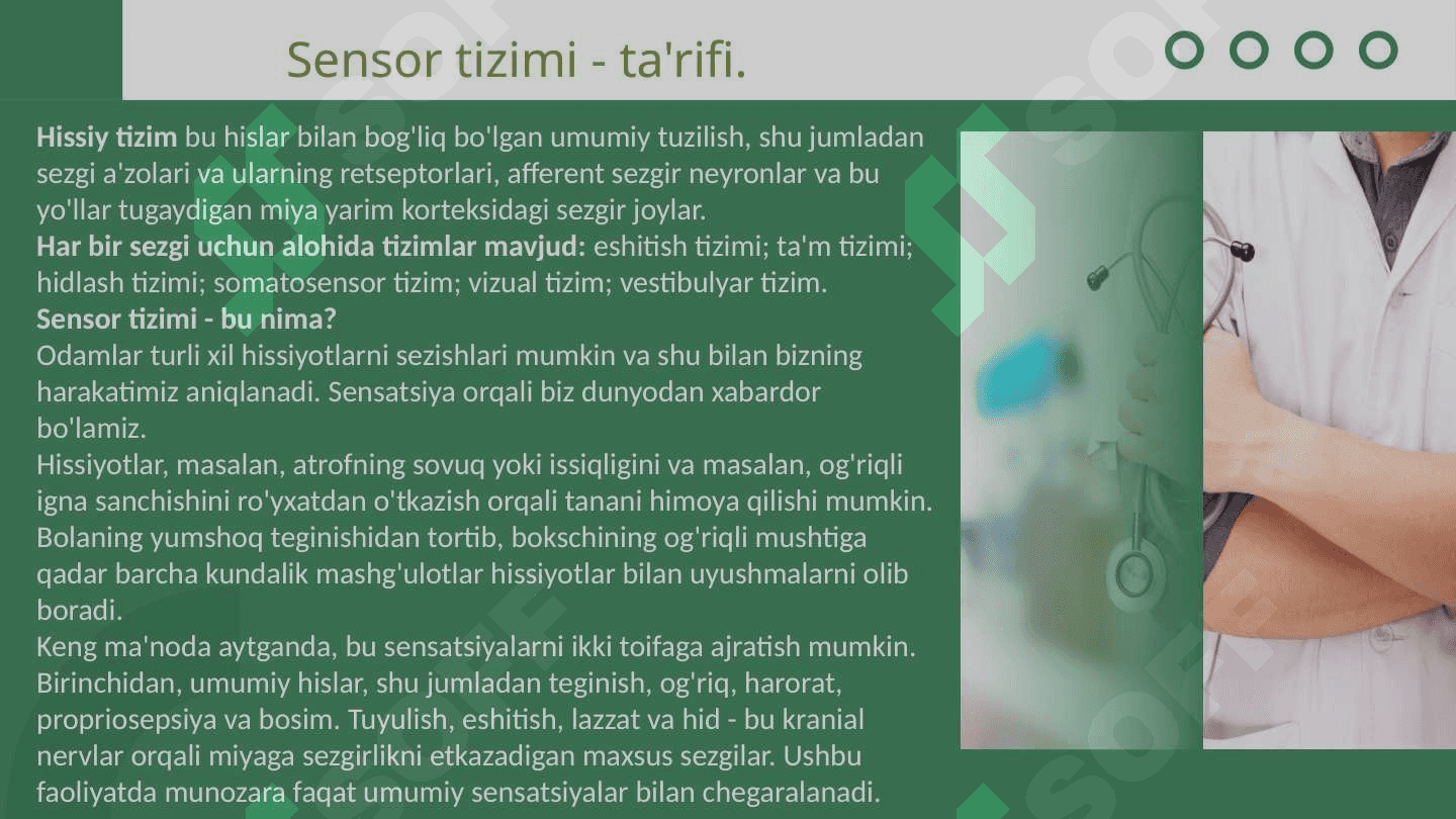 Sensor tizimlar biokimyoviy asoslari. 3