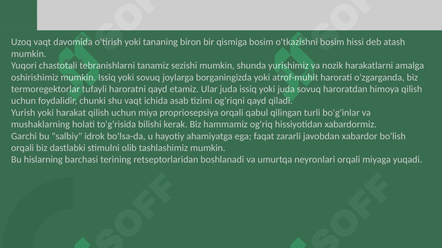 Sensor tizimlar biokimyoviy asoslari. 4