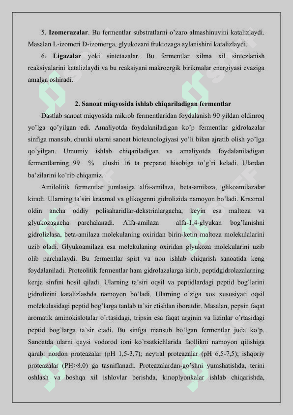 Fermentlarni mikrobiologik sintez yo’li bilan ajratib olish 3