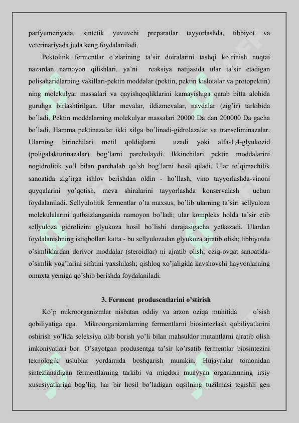 Fermentlarni mikrobiologik sintez yo’li bilan ajratib olish 4