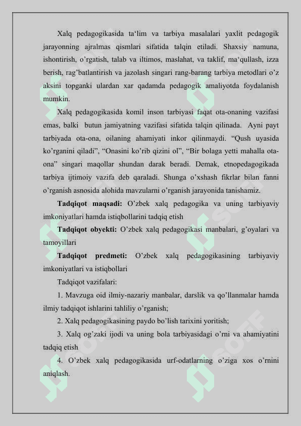O’zbek xalq  pedagogikasining imkoniyatlari va istiqbollari 3
