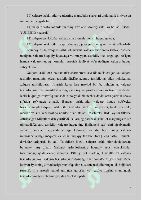Xalqaro tashkilotlarning asosiy funksiyalari 5