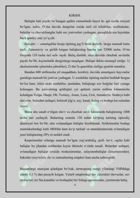 Baliqchilik,  uning iqtisodiy  ahamiyati. 3