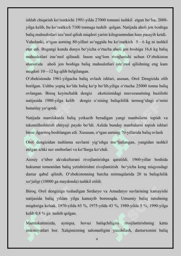 Baliqchilik,  uning iqtisodiy  ahamiyati. 4