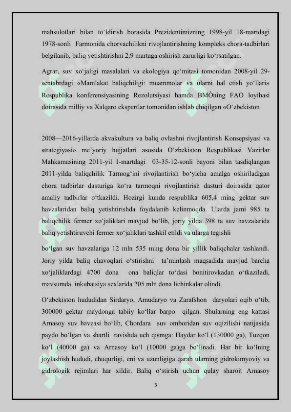 Baliqchilik,  uning iqtisodiy  ahamiyati. 5