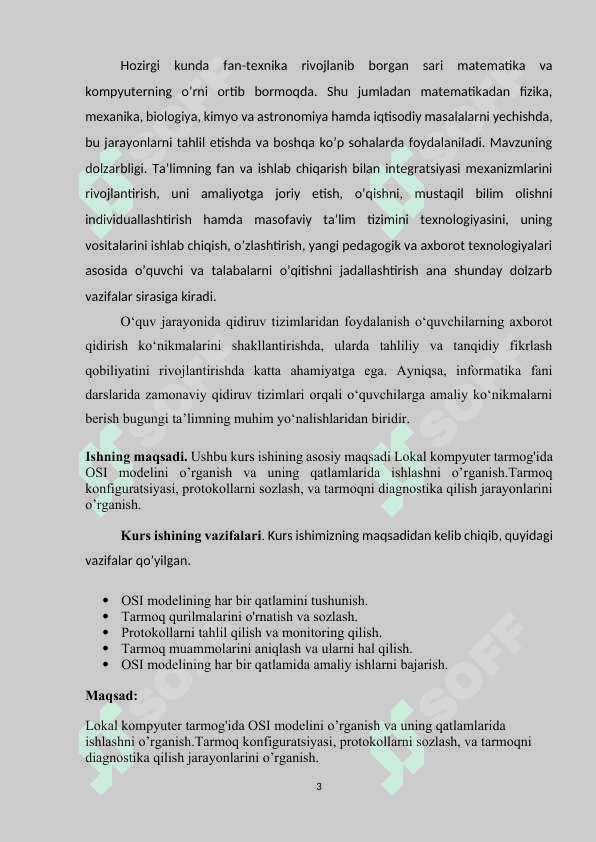 LOKAL KOMPYUTER TARMOG’IDA OSI MODELI BILAN ISHLASH 3