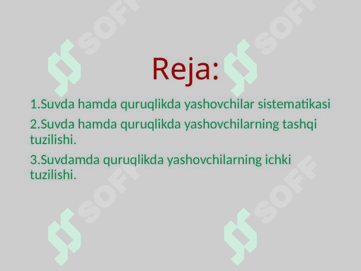 Suvda hamda quruqlikda yashovchilar sinfi. 2