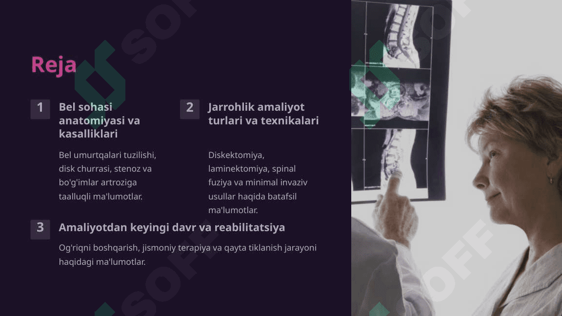 Bel sohasida amalga oshiriladigan jarrohlik amaliyotlari va ularning xususiyatlari 2