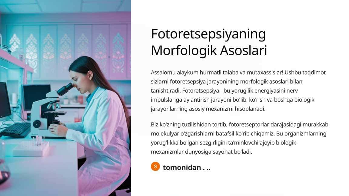 Fotoretsepsiyaning Morfologik Asoslari