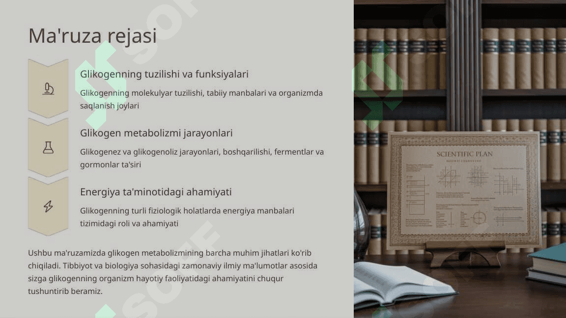 Glikogenning metabolizmi va energiya ta'minotidagi ahamiyati 2