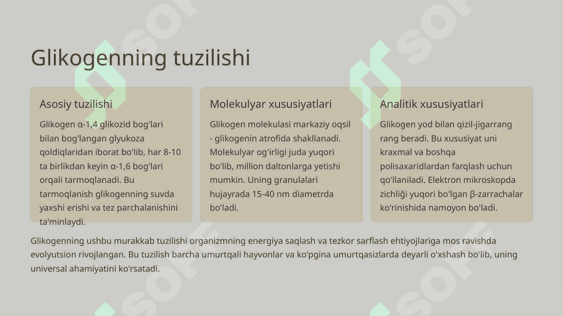 Glikogenning metabolizmi va energiya ta'minotidagi ahamiyati 3