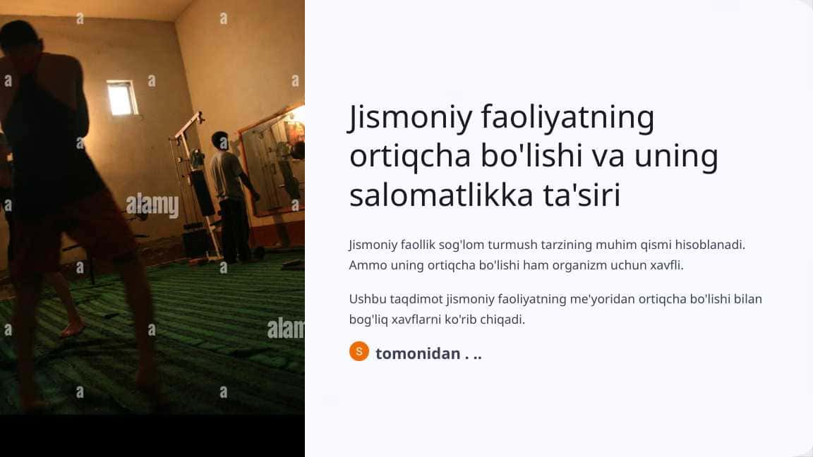 Jismoniy faoliyatning ortiqcha bo'lishi va uning salomatlikka ta'siri