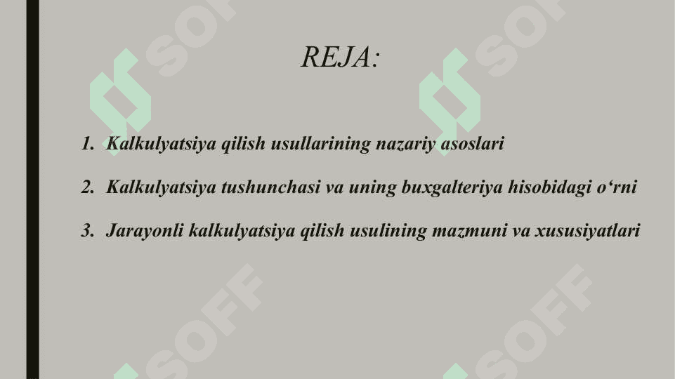 Jarayonli kalkulyatsiya qilish usuli 2