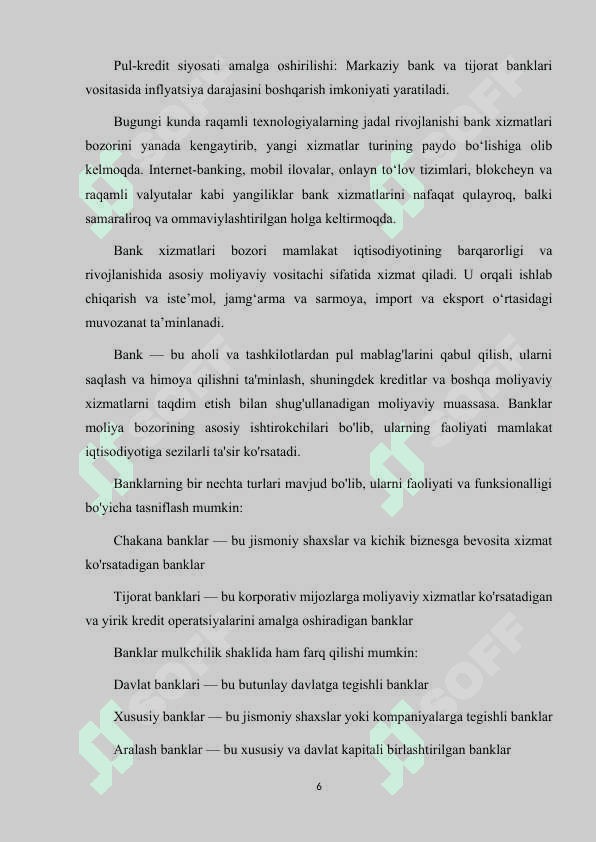 BANK XIZMATLARI BOZORINI RIVOJLANTIRISH 6