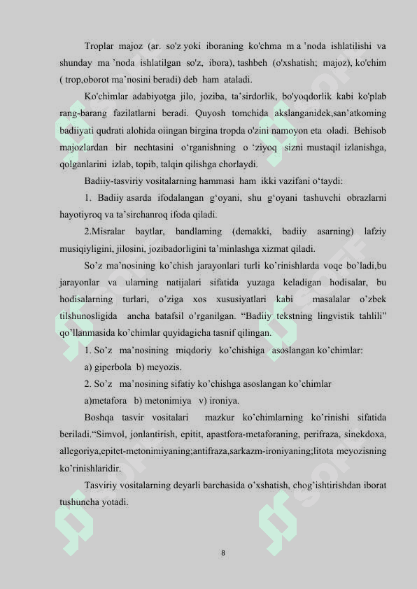3-SINF O’QISH DARSLARIDA BADIIY TIL VOSITALARIDAN FOYDALANISH 8