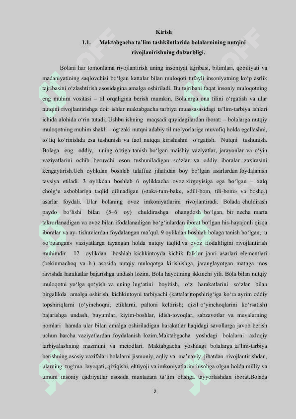 MAKTABGACHA TA’LIM TASHKILOTLARIDA BOLALARGA NUTQ O’STIRISH JARAYONINI TASHKIL ETISH 2