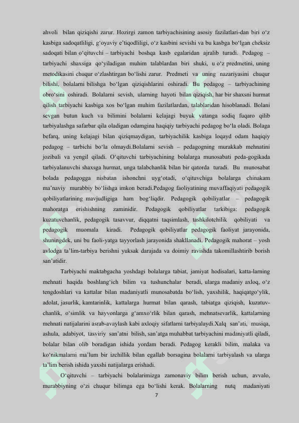 MAKTABGACHA TA’LIM TASHKILOTLARIDA BOLALARGA NUTQ O’STIRISH JARAYONINI TASHKIL ETISH 7
