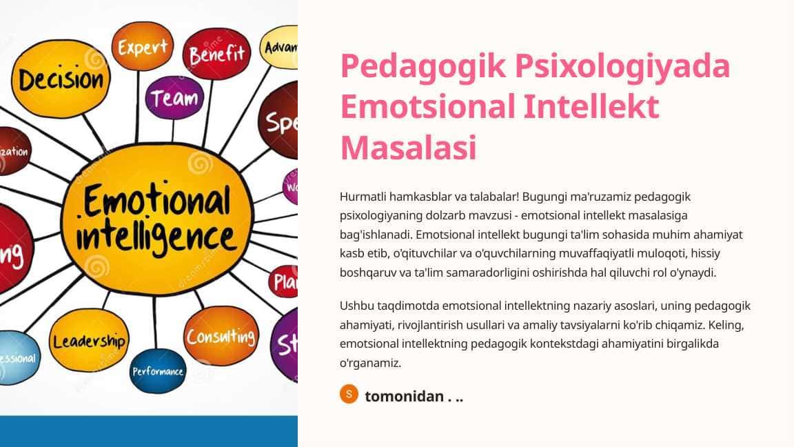 Pedagogik Psixologiyada Emotsional Intellekt Masalasi