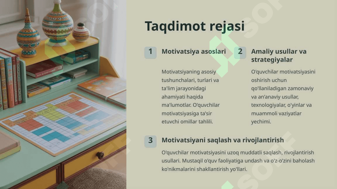 Ta'lim jarayonida o'quv motivatsiyasini oshirish usullari 2