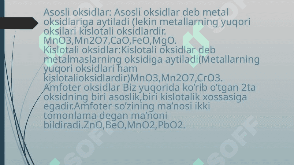 Noorganik birikmalarning asosiy sinflari  Oksidlar,Asoslar,Kislotalar va Tuzlar.Ularning xossalari 4