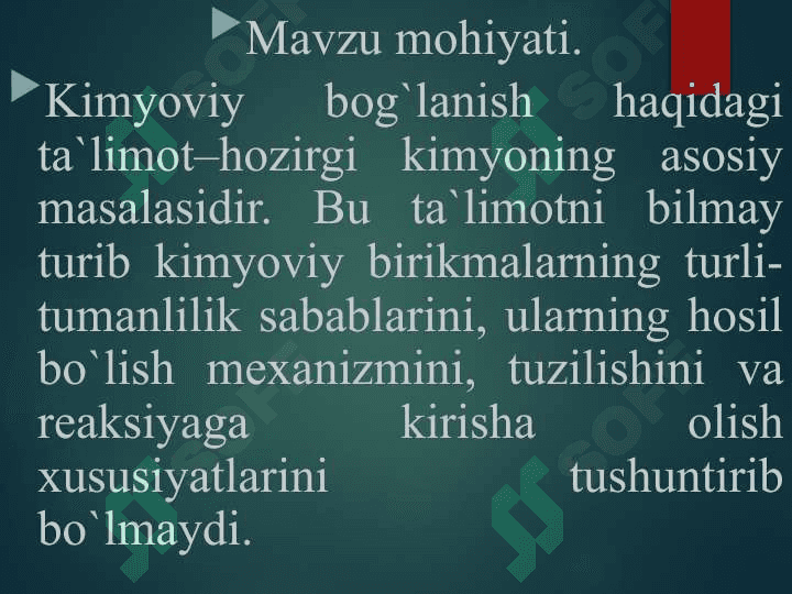 Molekulalar aro bog'lanish va kimyoviy bog'lanish 2