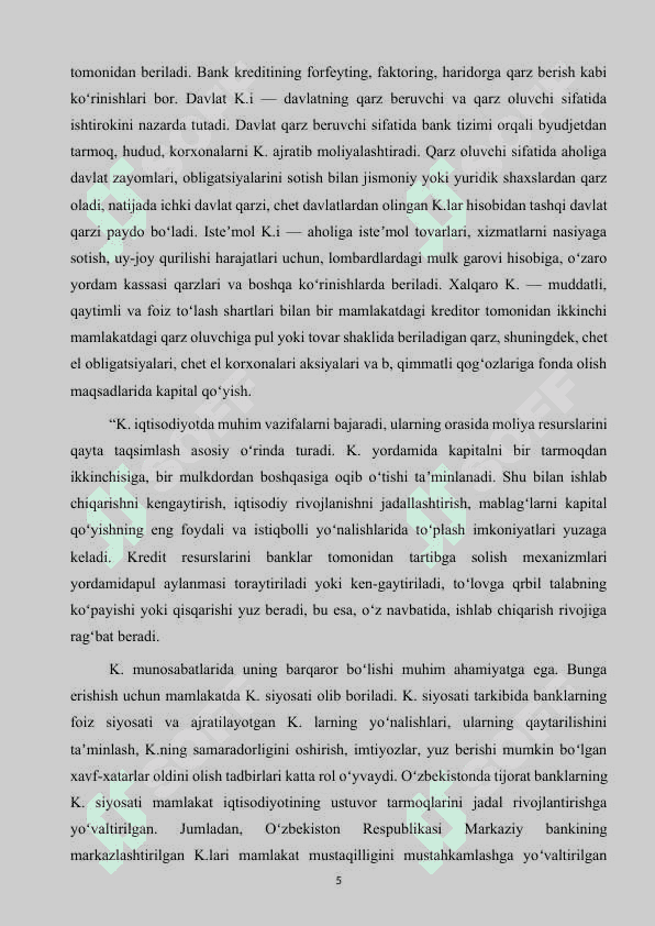 Kredit va uning hozirgi zamon shakllari 5