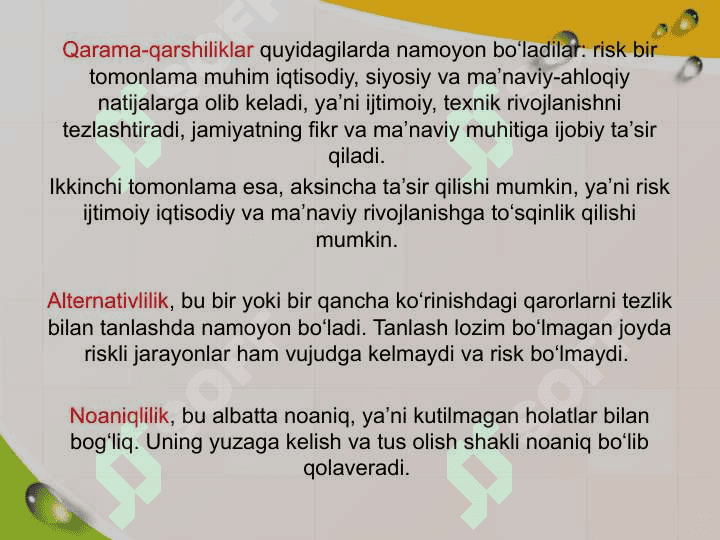 Risk va daromadning o’zaro bog’liqligi 7