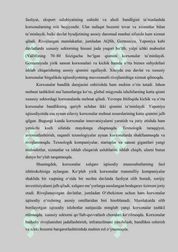 Korxona tavsifi va uni baholash 8