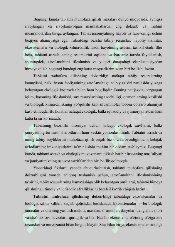 Tabiatni muhofaza qilish 2
