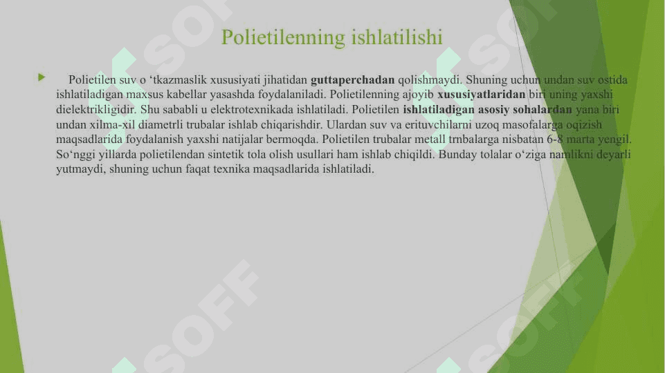 Sintetik va sun'iy yuqori molekulyar birikmalar. Yuqori molekulyar birikmalar haqida tushincha 7
