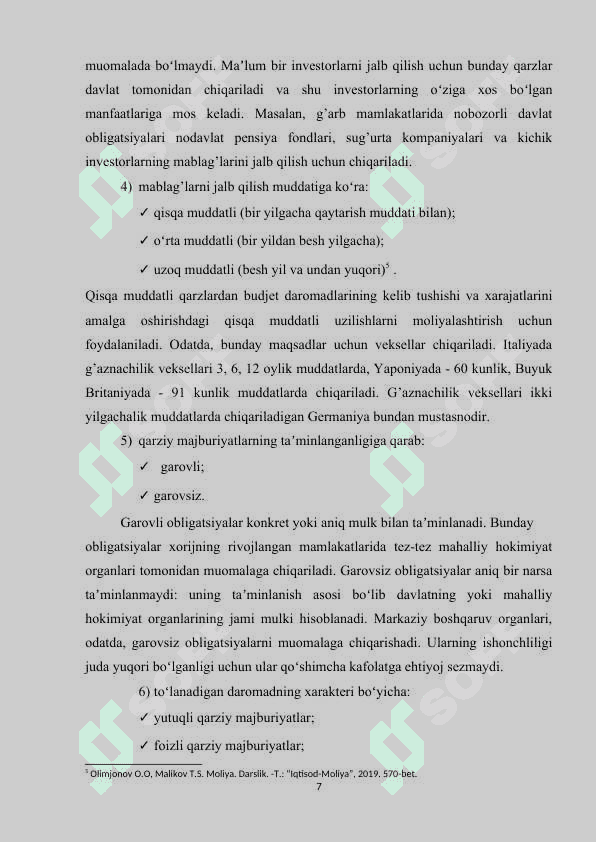 Davlat qarzini boshqarish asoslari 7