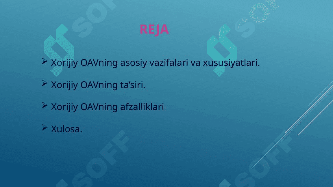 Xorijiy OAVning media makondagi o'rni 2