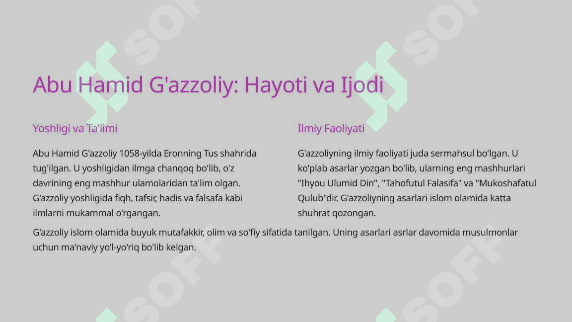 Abu Hamid G'azzoliy  Mukoshafatul Qulub asari 2