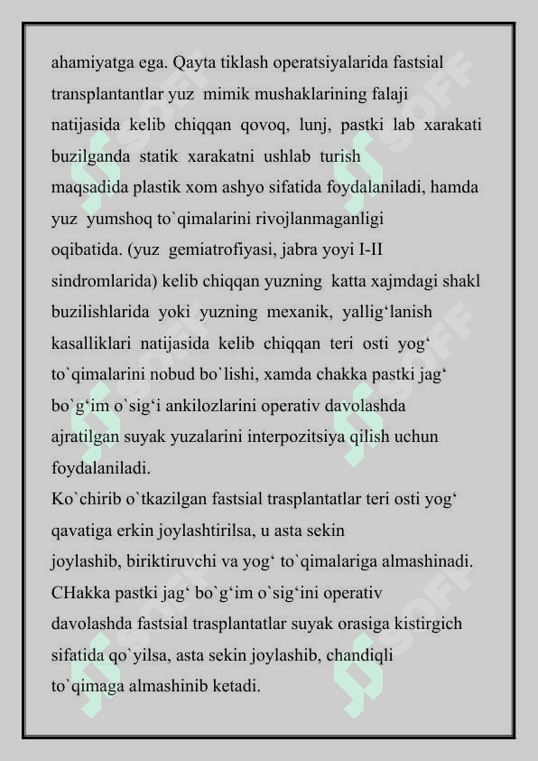 YUZ-JAG` SOHASIDAGI TO`QIMALARNI ERKIN KO`CHIRIB O`TKAZISH 2