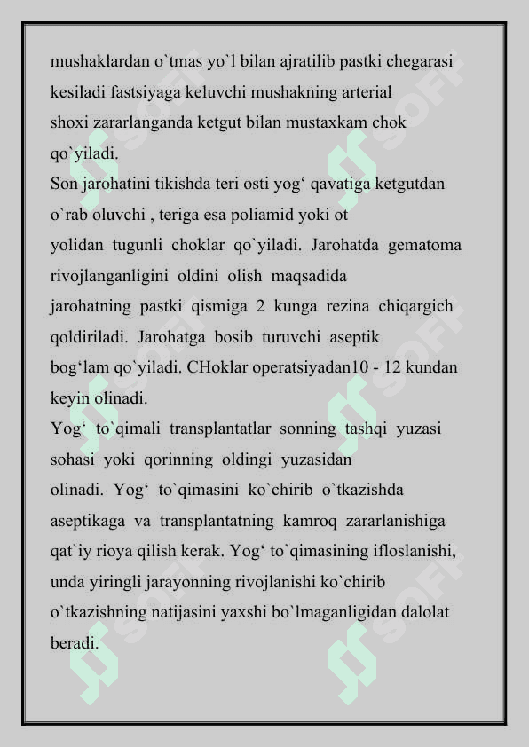 YUZ-JAG` SOHASIDAGI TO`QIMALARNI ERKIN KO`CHIRIB O`TKAZISH 8
