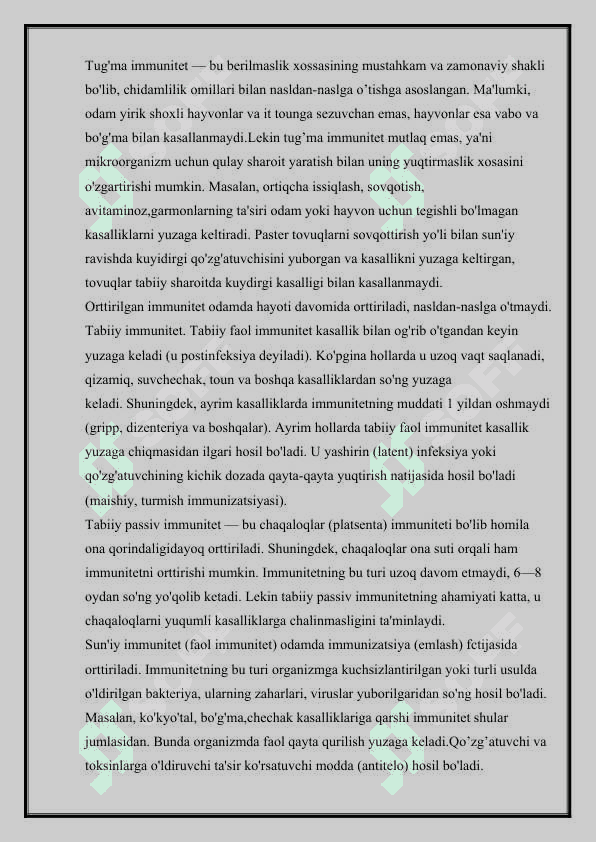 Immunitet va immun sistema. 2