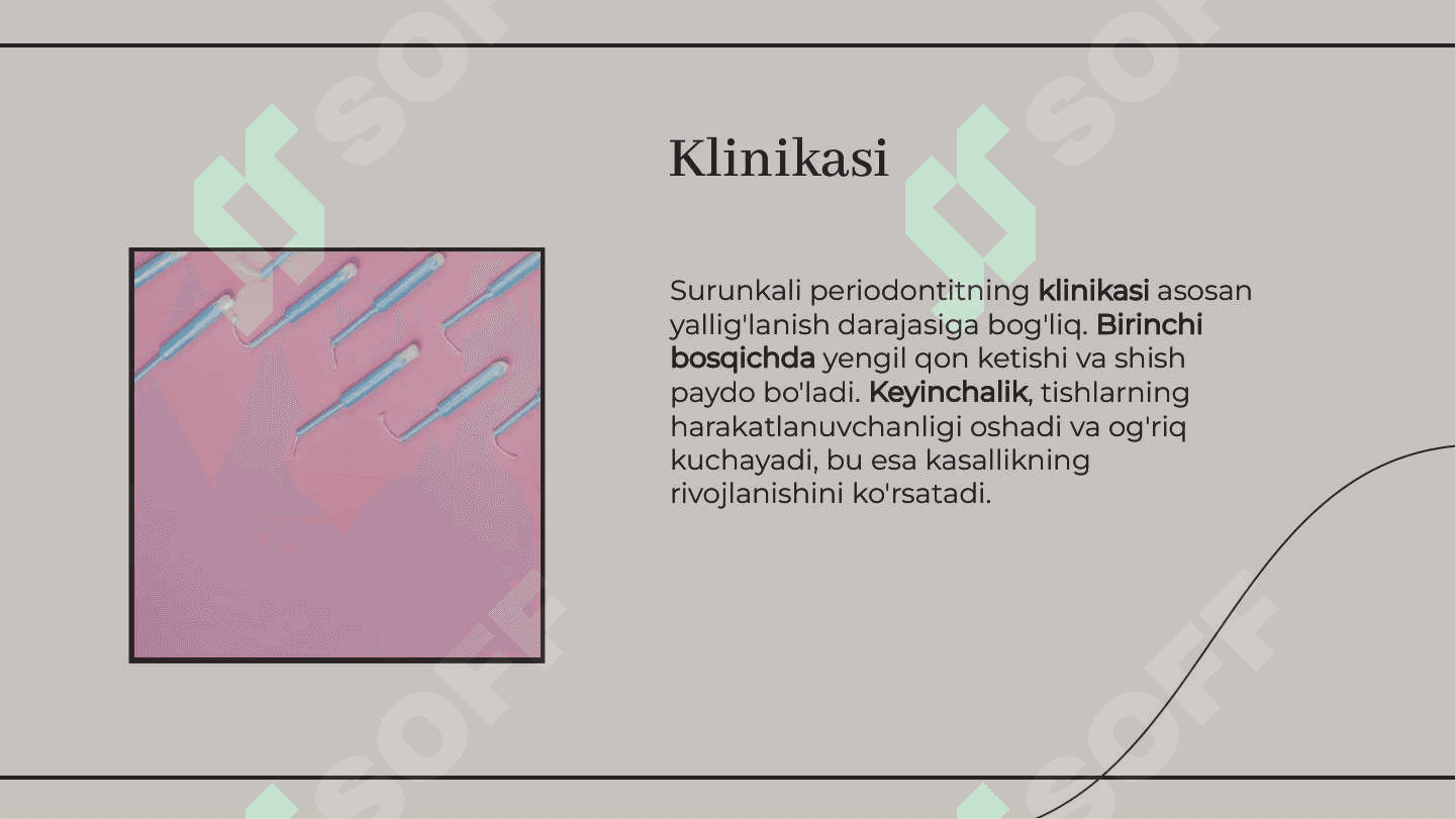 Surunkali periodontitlar. Klinika. Tashxislash  va qiyosiy tashxislash 4