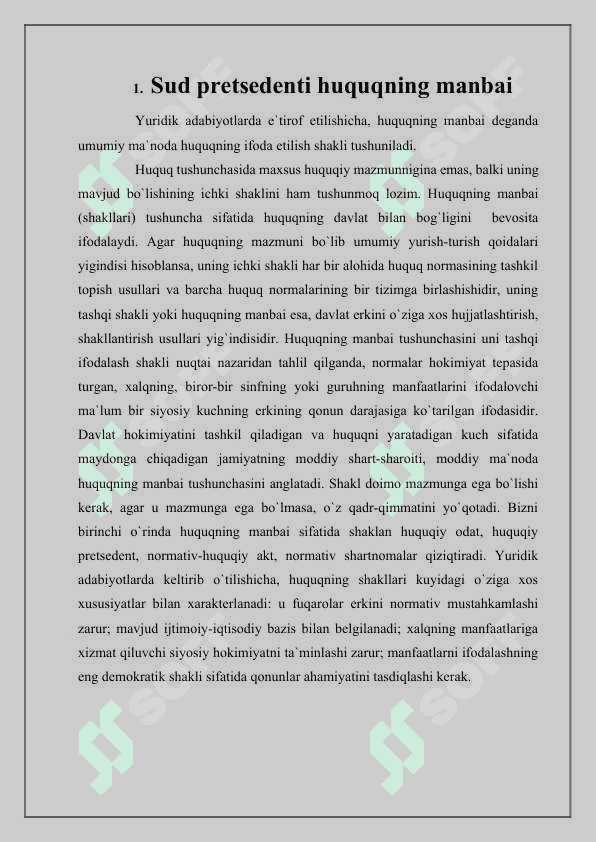 Sud pretsedenti huquqning manbai sifatida 3