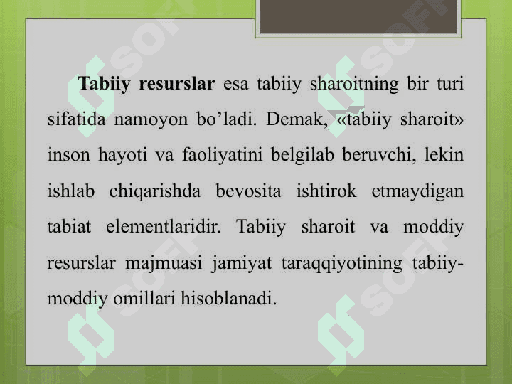 Tabiiy resurslar va ulardan oqilona foydalanish 8