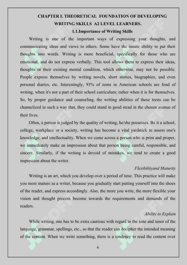 Developing writing skills of A2 level students with an essay 6