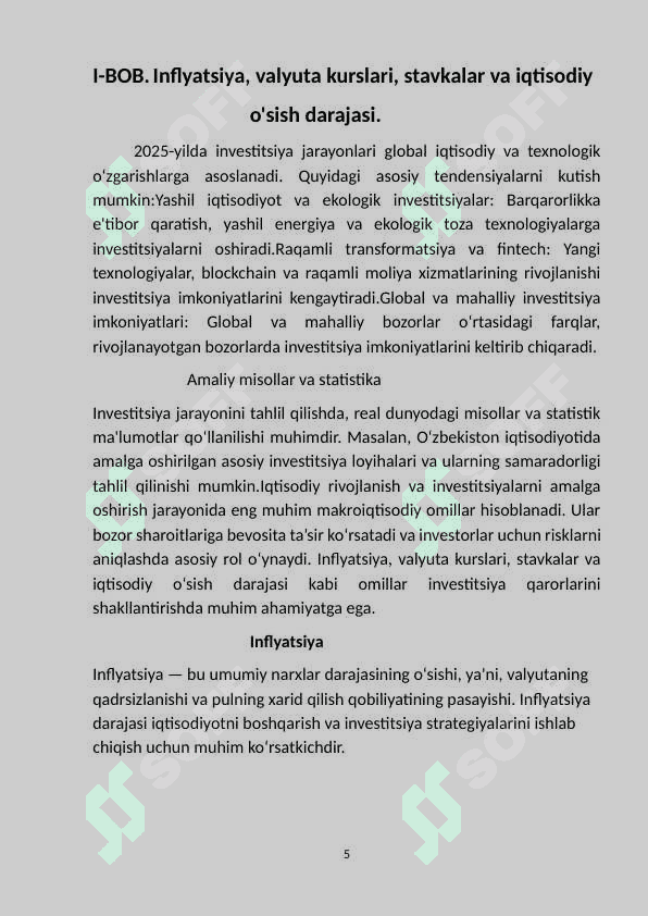 Investitsiya funksiyasi va omillari. 5