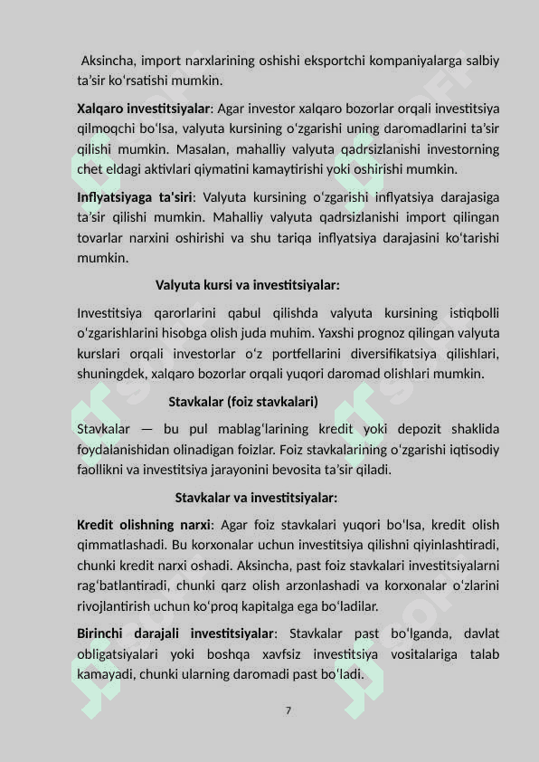Investitsiya funksiyasi va omillari. 7