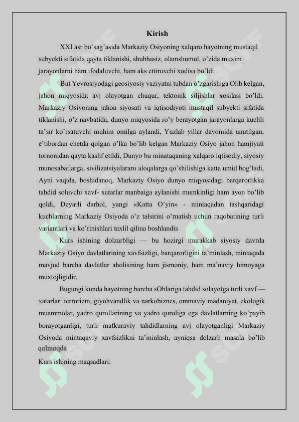 Markaziy Osiyoda mintaqaviy xavfsizlik masalalari 2