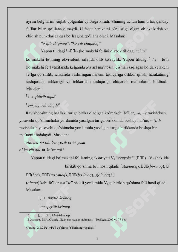 Yapon tilidagi qo’shma fe’llarning semantik va 7