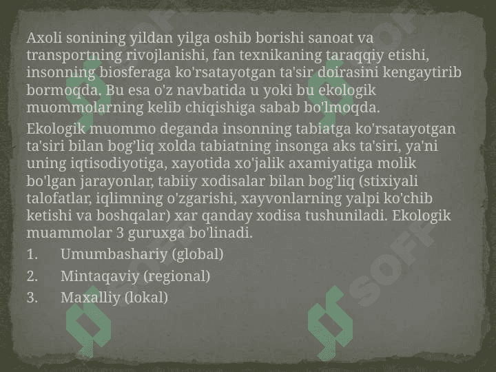 Geoekolik muammolar va ularning yechimi 2