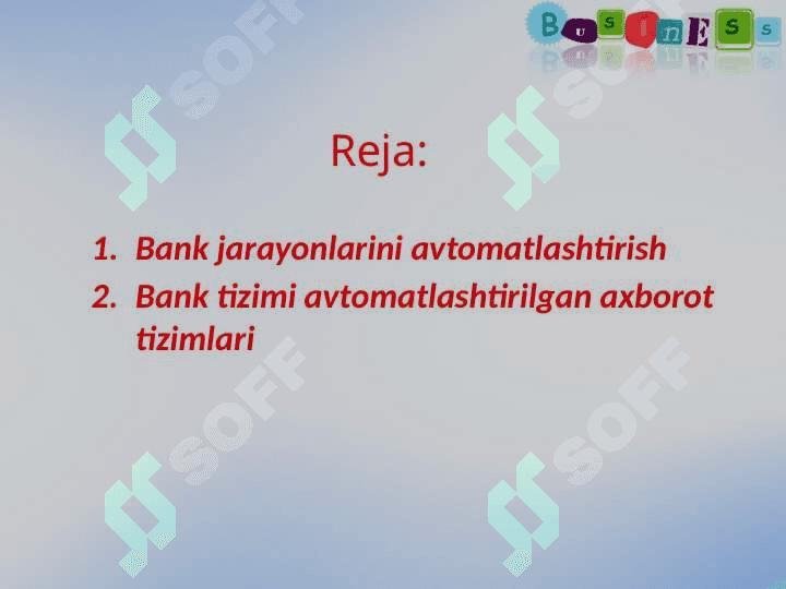Bank jarayonlarini avtomatlashtirish 2