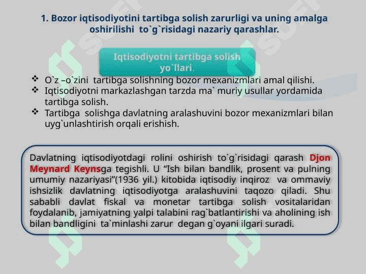 Bozor iqtisodiyotini tartibga solishda davlatning iqtisodiy roli. 3
