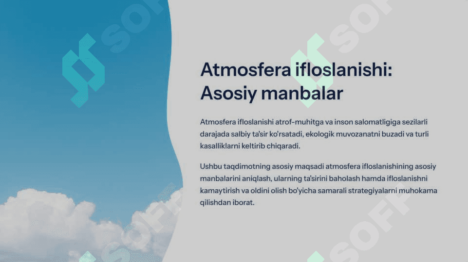 Atmosferani ifloslanishini keltirib chiqaruvchi asosiy manbalar 4