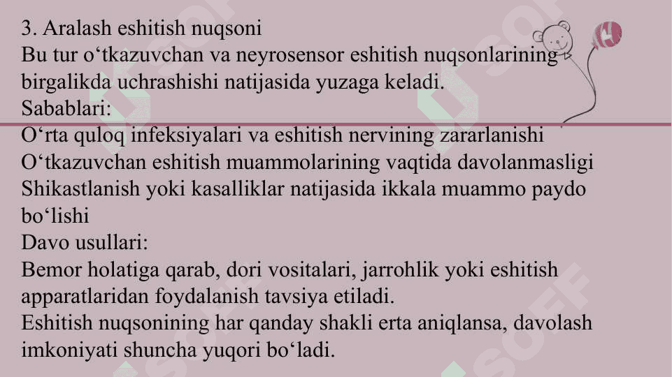 Bolalarda eshitish nuqsonining kelib chiqish sabablari va turlari 8