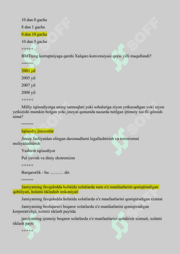 Iqtisodiy xavfsizlik Test javoblari bilan 6